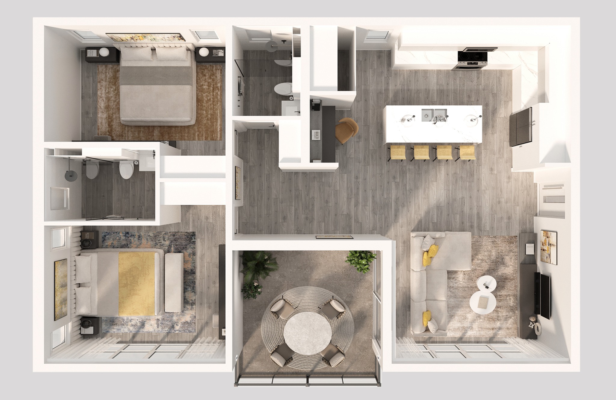 Sky Residence — upper unit aerial floor plan view at Sugar Ridge Condos